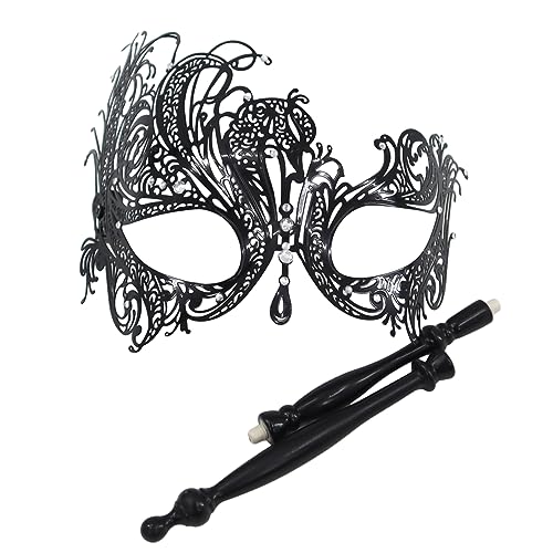 Mirweon Maskerade für Frauen, Blume, halbes Gesicht, Abend, Abschlussball, Halloween-Party, mit abnehmbarem Haltestab von Mirweon