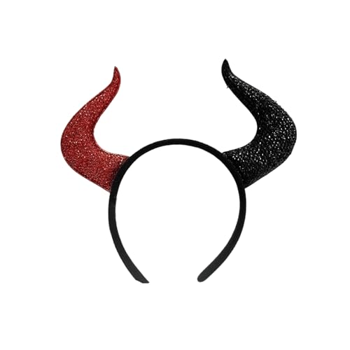 Mirweon Modischer Teufelshörner Haarreif Kostüm für Frauen Mädchen Halloween Verkleidung Cosplay Haarband Ohren Stirnband von Mirweon