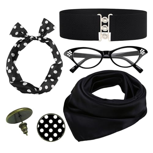 Mirweon Retro Party Zubehör Dot Point Schal Ohrstecker für Brille Stirnband Set Halloween Karneval Party Cosplay Prop Mirweon Retro Party Zubehör Dot Point Schal Ohrstecker für Brille Stirnband Set Halloween Karneval Party Cosplay Prop von Mirweon