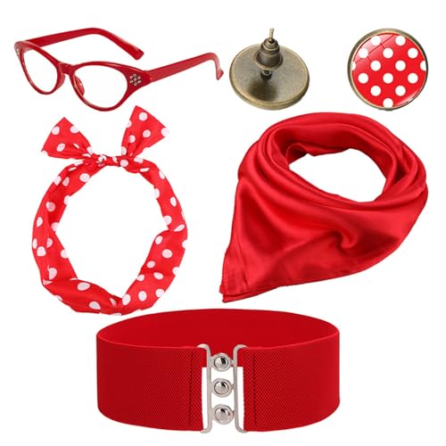 Mirweon Retro Party Zubehör Dot Point Schal Ohrstecker für Brille Stirnband Set Halloween Karneval Party Cosplay Prop Mirweon Retro Party Zubehör Dot Point Schal Ohrstecker für Brille Stirnband Set Halloween Karneval Party Cosplay Prop von Mirweon