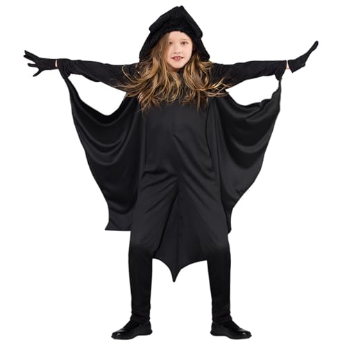 Mirweon Vampir-Fledermaus-Kostüm, Halloween, Tier-Kostüm, Zubehör, Totenkopf-Overall mit Kapuze, Hose, Handschuhe für Kinder Mirweon Vampir-Fledermaus-Kostüm, Halloween, Tier-Kostüm, Zubehör, Totenkopf-Overall mit Kapuze, Hose, Handschuhe für Kinder von Mirweon