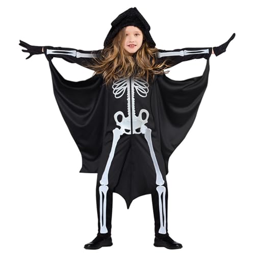 Mirweon Vampir-Fledermaus-Kostüm, Halloween, Tier-Kostüm, Zubehör, Totenkopf-Overall mit Kapuze, Hose, Handschuhe für Kinder Mirweon Vampir-Fledermaus-Kostüm, Halloween, Tier-Kostüm, Zubehör, Totenkopf-Overall mit Kapuze, Hose, Handschuhe für Kinder von Mirweon