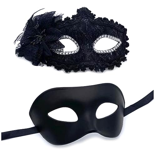 Paar-Maskerade-Set, Party, Halloween, Kostüm, Karneval, für Paare, Damen, Herren, Spitze Paar-Maskerade-Set, Party, Halloween, Kostüm, Karneval, für Paare, Damen, Herren, Spitze von Mirweon