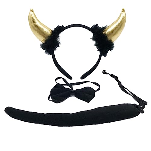 Teufelsohren Teufelshörner Dämonen Hörner Teufel Stirnband Halloween Zubehör Rot Frauen Mädchen Teufel Lustiges Kleid Cosplay Requisiten Halloween Teufel Kostüm Kits Inklusive Horn Stirnband Fliege von Mirweon