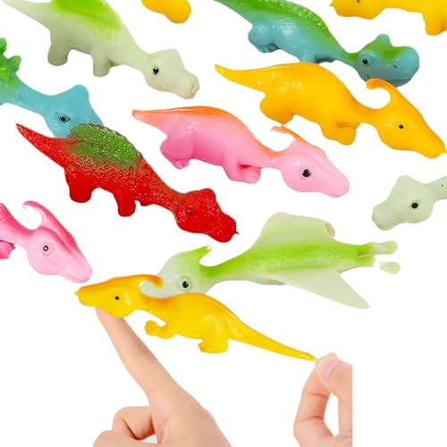 MisFun 20 Stück Schleuder Dinosaurier, Dinosaurier Spielzeug, Slingshot Dinosaur Finger Toys, Fliegende Dinosaurier, Starke Elastizität, für Mitgebsel Kindergeburtstag Gastgeschenke Zufällige Farbe von MisFun