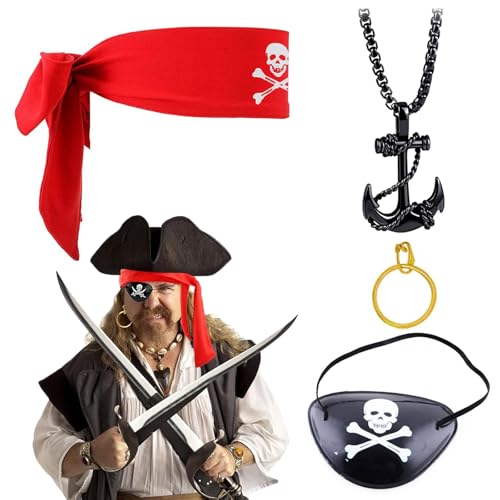 MisFun 4 PCS Piratenkostüm Kinder, Piratenkostüm Kinder Jungen, Piraten Kostüm Zubehörfrauen Männer Pirate Accessories, Piratenkostüms für Kinderes Jungen Halloween-Dress Up, Faschingskostüm MisFun 4 PCS Piratenkostüm Kinder, Piratenkostüm Kinder Jungen, Piraten Kostüm Zubehörfrauen Männer Pirate Accessories, Piratenkostüms für Kinderes Jungen Halloween-Dress Up, Faschingskostüm von MisFun