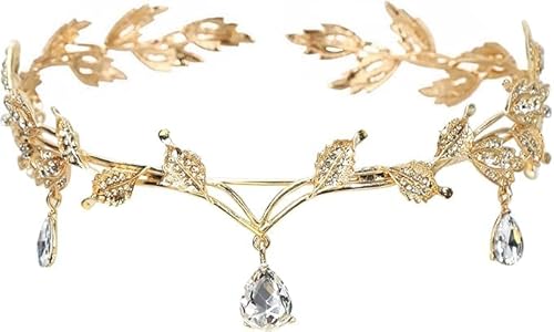 MisFun Gold Elfenkrone, Prinzessin Crystal Crown, Kristallperlen Stirn Kopfschmuck, Vintage Strass Diadem, Tiara für Hochzeit Braut Motto Party Karneval Cosplay Festival Kostüm Zubehör MisFun Gold Elfenkrone, Prinzessin Crystal Crown, Kristallperlen Stirn Kopfschmuck, Vintage Strass Diadem, Tiara für Hochzeit Braut Motto Party Karneval Cosplay Festival Kostüm Zubehör von MisFun