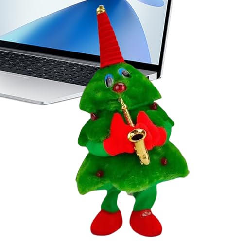 Misaakoeq Tanzendes Weihnachtsspielzeug, gefüllter Weihnachtsbaum, Plüsch, animierte Heimdekoration für Kaminsims, Büro, Regal, Tisch, Schlafzimmer, Wohnzimmer, Fenster, Urlaub, Party, Geburtstag von Misaakoeq