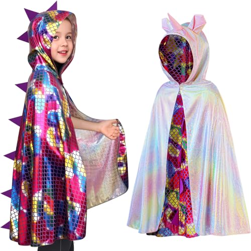 Mishopy Dinosaurier-Einhorn-Umhang für Kinder, doppelseitiger Kapuzenumhang, Halloween-Kostüm, Karneval, Weihnachten, verkleiden sich für Mädchen und Jungen im Alter von 3 4 5 6 7 8 9 10 Jahren (M) Mishopy Dinosaurier-Einhorn-Umhang für Kinder, doppelseitiger Kapuzenumhang, Halloween-Kostüm, Karneval, Weihnachten, verkleiden sich für Mädchen und Jungen im Alter von 3 4 5 6 7 8 9 10 Jahren (M) von Mishopy