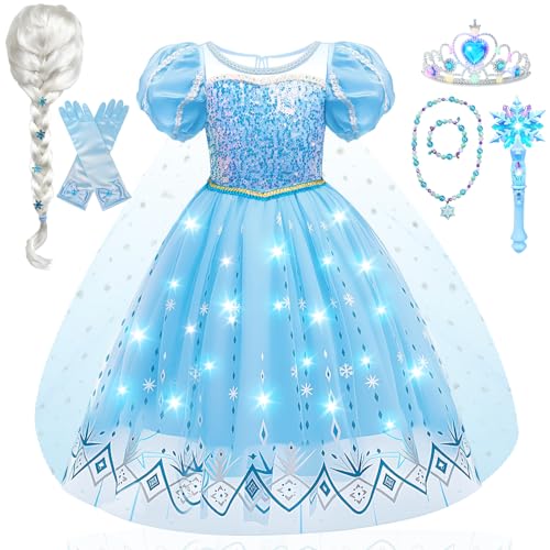 Mishopy Kostüm Kinder Eiskönigin Kleid (140) von Mishopy
