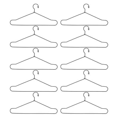 10pcs Puppenkleiderbügel aus rostfreiem Stahl, Metall Miniatur Miniure Niedliche Cartoon Closet Decor Accessoires, für Puppengarderobeorganisation (150mm) von Miskall