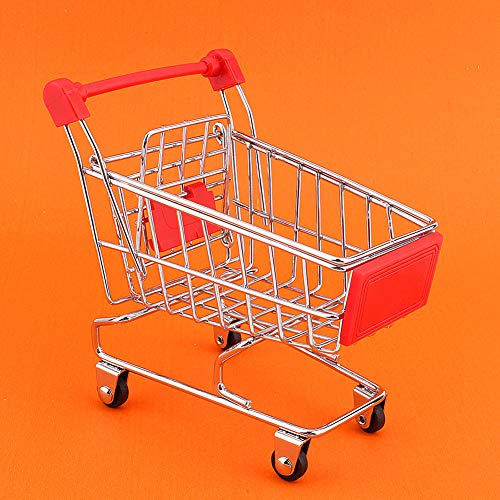 Mini Shopping Trolley Supermarket Cart Pet Toy Bird Parrot Growth Intelligence Practice Decoration Metal Plastic Random von Miskall