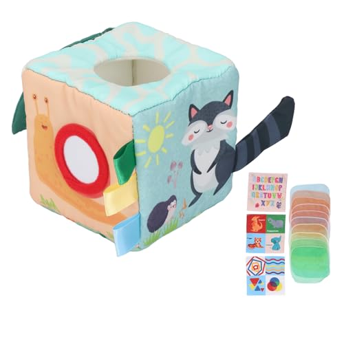 Miskall Sensorisches Spielzeug für 1 Jahr alte, Baby Tissue Box Spielzeug Weiches Babyspielzeug frühes Lernen Handauge Koordination farbenfroh hautfreundlich für 1 Jahre alte frühe Lernen (Typ 1) von Miskall