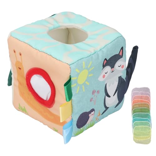 Miskall Sensorisches Spielzeug für 1 Jahr alte, Baby Tissue Box Spielzeug Weiches Babyspielzeug frühes Lernen Handauge Koordination farbenfroh hautfreundlich für 1 Jahre alte frühe Lernen (Typ 2) von Miskall