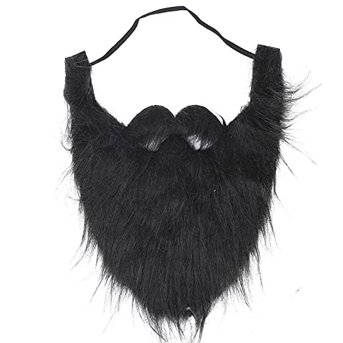 Miskall Stimulierte lustige falsche Bart Whisker Gesichtshaar -Cosplay -Requisiten weiche Elastizitätsband für Halloween -Kostümparty (Large black beard) von Miskall