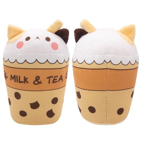 Mislaxy Bubble Tea Katze Kuscheltier Milch Tee Katze Plüschtier Kawaii Boba Katze Stofftiere Tier Puppe Cartoon Gefüllte Plüsch Milchtee Katzen Geschenk 20cm von Mislaxy