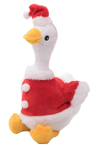 Mislaxy Gans Kuscheltier Weihnachtsgans Plüsch Gans mit Weihnachtshut Stofftier Gänse Weiß Gans Plüschtier 25cm Kawaii Geschenk Weihnachten Geburtstag von Mislaxy