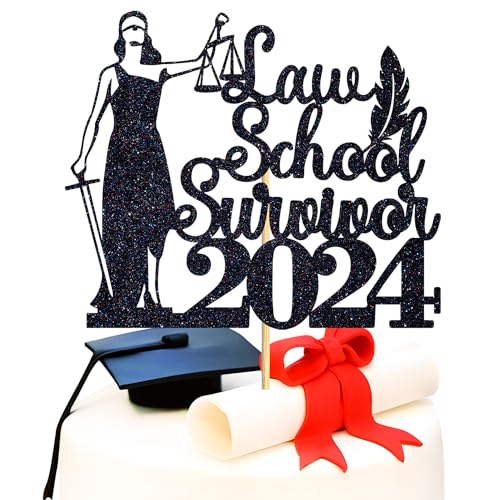 Law School Survivor 2024 Cake Topper, Congrats Lawyer/Future Lawyer Cake Décor, Law Degree Graduation Party Decoration Supplies, Black Glitter Law School Survivor 2024 Cake Topper, Congrats Lawyer/Future Lawyer Cake Décor, Law Degree Graduation Party Decoration Supplies, Black Glitter von Miss Onederful