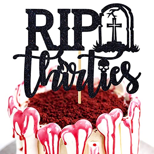 Schwarzer Glitzer Rip Thirties Tortenaufsatz, Death to My Youth/Rip to My 30th Cake Decoration, Happy 40th Birthday Party Dekorationen Supplies Schwarzer Glitzer Rip Thirties Tortenaufsatz, Death to My Youth/Rip to My 30th Cake Decoration, Happy 40th Birthday Party Dekorationen Supplies von Miss Onederful