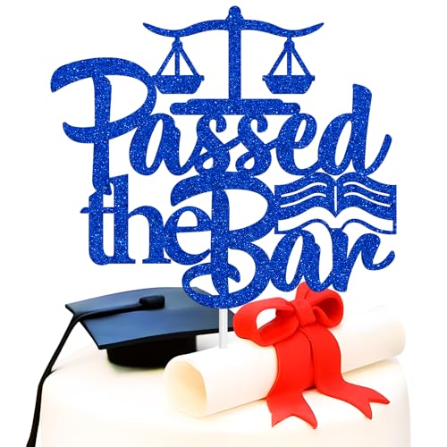 Tortenaufsatz "Passed the Bar", zukünftiger Anwalt/Anwaltsabschluss, Überlebender 2024, Abschlussfeier, Party-Dekoration, blauer Glitzer von Miss Onederful