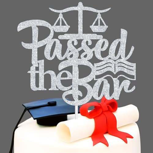 Tortenaufsatz "Passed the Bar", zukünftiger Anwalt/Anwaltsabschluss, Überlebender 2024, Abschlussfeier, Party-Dekoration, silberfarbener Glitzer Tortenaufsatz "Passed the Bar", zukünftiger Anwalt/Anwaltsabschluss, Überlebender 2024, Abschlussfeier, Party-Dekoration, silberfarbener Glitzer von Miss Onederful