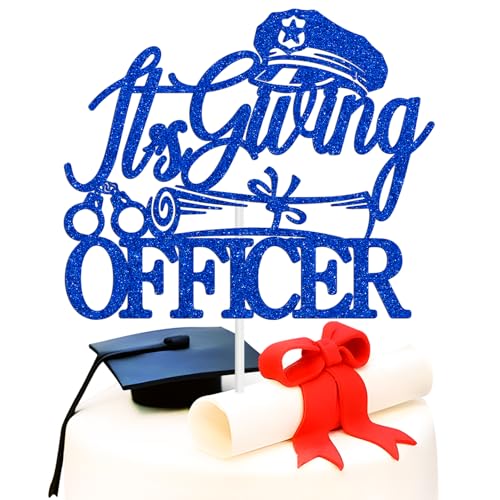 Tortenaufsatz mit Aufschrift "It's Giving Officer", "Congrats Officer Graduierten", Kuchendekoration, Polizeischule, Schulabschluss, Klasse 2025, Party-Dekoration, blauer Glitzer Tortenaufsatz mit Aufschrift "It's Giving Officer", "Congrats Officer Graduierten", Kuchendekoration, Polizeischule, Schulabschluss, Klasse 2025, Party-Dekoration, blauer Glitzer von Miss Onederful