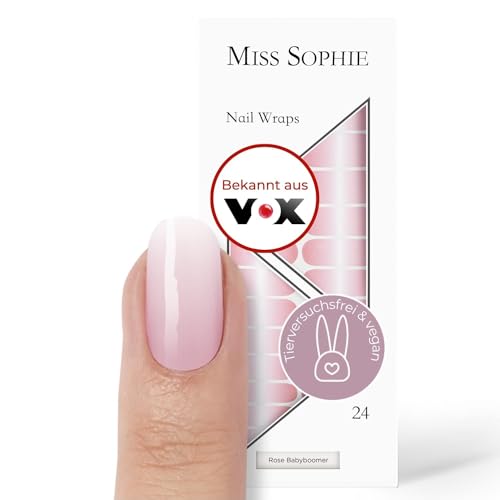 Original Miss Sophie Nagelfolien I 24 ultra-dünne Nagellack-Streifen mit Farbverlauf Rose Babyboomer I Für Finger- & Fußnägel I Hält auf Natur- sowie lackierten, Acryl-, Gel- & Shellac-Nägeln von Miss Sophie