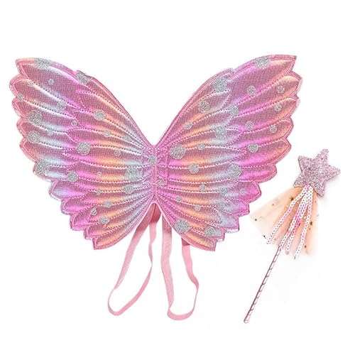 Kinderflügel, Schmetterling Mädchen Flügel Set 2 Stück Zauberstab und Feenflügel für Kinder Mädchen Halloween Kostüm Zubehör Cosplay Kinderflügel, Schmetterling Mädchen Flügel Set 2 Stück Zauberstab und Feenflügel für Kinder Mädchen Halloween Kostüm Zubehör Cosplay von Miss-shop