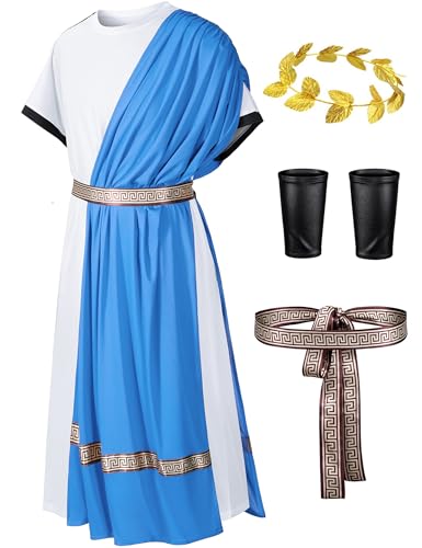 Missanabie Toga-Kostüm für Herren, griechischer Gott, römisch, Cosplay, Outfit, Halloween, Robe, Zubehör-Set, Blau, X-Large Missanabie Toga-Kostüm für Herren, griechischer Gott, römisch, Cosplay, Outfit, Halloween, Robe, Zubehör-Set, Blau, X-Large von Missanabie