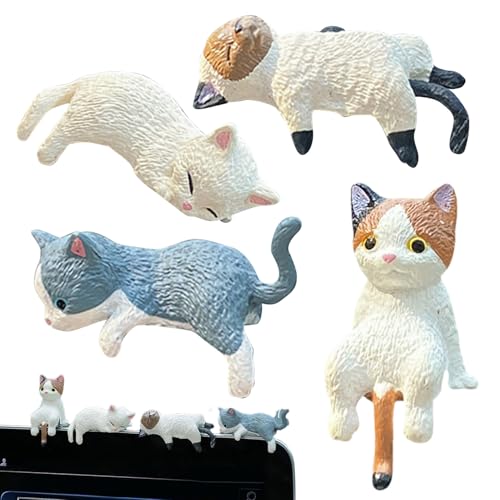 4 Stück Miniatur Katze Figur Spielzeug Katze Figuren Playset Realistische Kätzchen Spielzeug Auto Rückspiegel Katzen Deko Katzenfigur Tiere Figuren Set Cupcake Topper von Missmisq