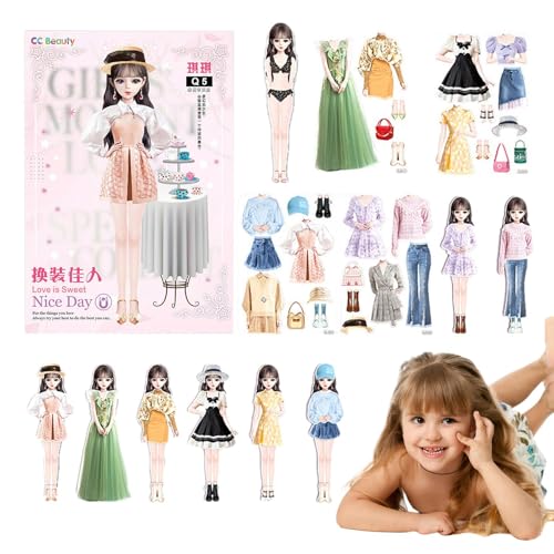 Missmisq Anziehpuppen, magnetische Papierpuppen - Magnetische Prinzessinnen-Anziehpuppe aus Papier | Tragbares magnetisches Anziehpuzzle ohne Grate für Mädchen zum Geburtstag von Missmisq