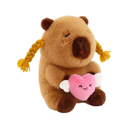 Missmisq Capybara Stofftier, Capybara Plüsch,Weiche Tierumarmungsherzpuppe | 9,84 Zoll weiches Capybara-Plüschtier für Mädchen und Jungen, süße, gemütliche Kissen-Plüschtiere von Missmisq