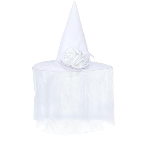 Missmisq Hexenhut | Weißer Hexenhut Für Halloween - Verkleidungskopfbedeckung Mit Schleier Und Blume Für Theaterbühne Karneval Cosplay Feste Maskerade Familienfeier Missmisq Hexenhut | Weißer Hexenhut Für Halloween - Verkleidungskopfbedeckung Mit Schleier Und Blume Für Theaterbühne Karneval Cosplay Feste Maskerade Familienfeier von Missmisq