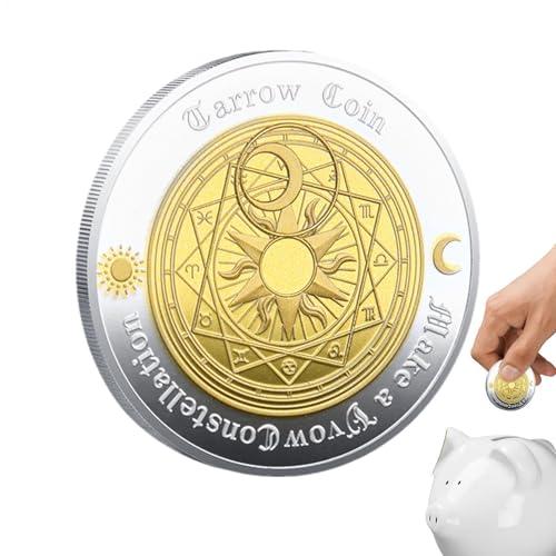 Missmisq Tarot-Münze,Gedenkmünze Sammlerstück Handwerk | Lucky Tarot Art Coin, Sun Moon Constellation Challenge Coins, Collectibles Craft Gift von Missmisq