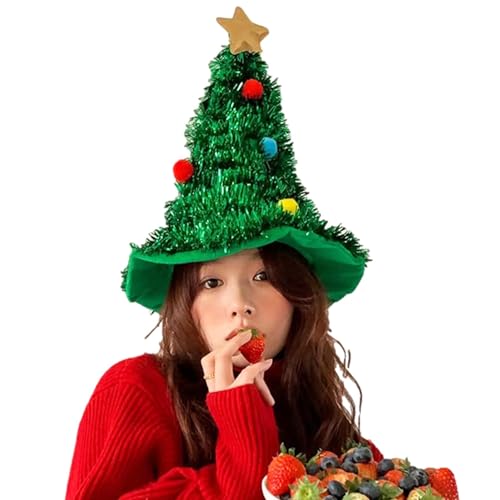 Weihnachtsbaum Hut Für Damen Und Herren - Grüner Filz Tannenbaum Kopfbedeckung Mit Stern Für Weihnachten, Partys, Karneval Weihnachtsbaum Hut Für Damen Und Herren - Grüner Filz Tannenbaum Kopfbedeckung Mit Stern Für Weihnachten, Partys, Karneval von Missmisq