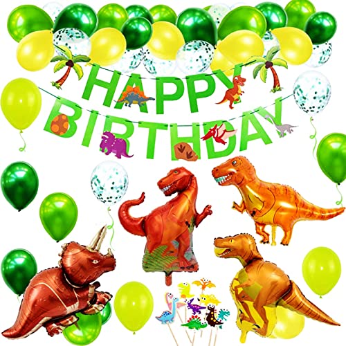 Dino Geburtstag Deko 3 Jahre, Deko Dinosaurier Geburtstag,Geburtstag Deko 3 Jahre Junge,Dino Party Kindergeburtstag, Luftballons Grün für Dinosaurier Party Dschungel Party Kinder von Mistep