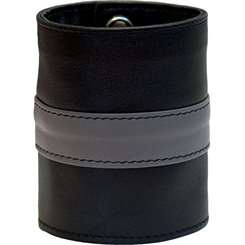 Mister B. 411375 - Lederarmband Geldbörse mit grauem Streifen - Gr. XL - 8.5 cm breit - 25 cm lang, schwarz von Mister B