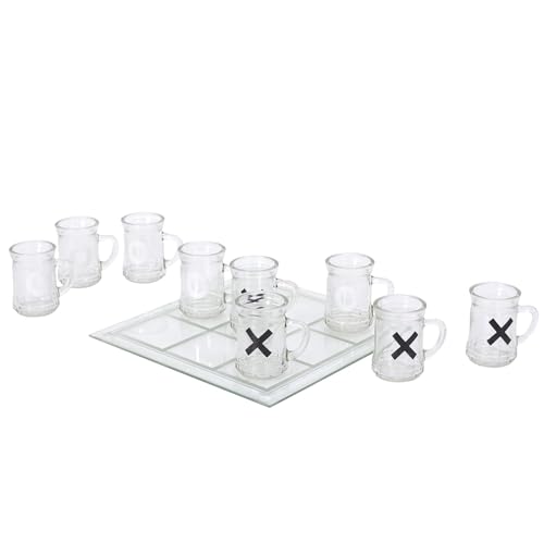 MISTER GADGET MG3333 Trinkspiel Tic Tac Toe aus Glas für Erwachsene, Transparent, Weiß, Schwarz, L von Mister Gadget