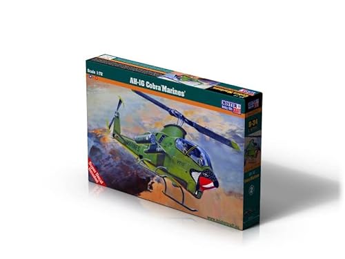 Mistercraft Modellbausatz AH-1G Cobra Marines Maßstab 1:72, Plastikbausatz, Bausatz zum Zusammenbauen, Inklusive Klebstoff, Kunststoffmodell, Bauanleitung,190mmx185mm von Mistercraft