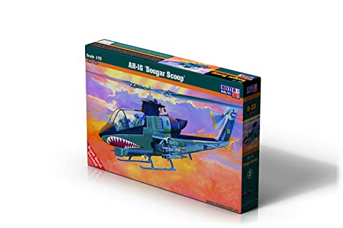 Mistercraft Modellbausatz AH-1G Soogar Scoop Cobra Maßstab 1:72, Plastikbausatz, Bausatz zum Zusammenbauen, Inklusive Klebstoff, Kunststoffmodell, Bauanleitung,190mmx185mm von Mistercraft