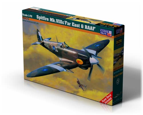 Mistercraft Modellbausatz Spitfire Mk. VIIIC Far East& RAAF Maßstab 1:72 Plastikbausatz, Bausatz zum Zusammenbauen Kunststoffmodell, Bauanleitung,128mmx136.0mm, schwarz von Mistercraft