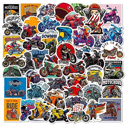 Mistree 50 Aufkleber Motorrad Kinder, Sticker Junge Fahrzeuge Wasserfeste, Aufkleber mit Motorrad Kinder, 5 CM von Mistree