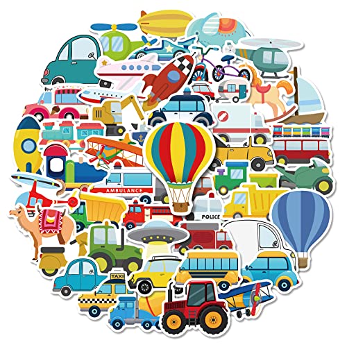 Mistree 50 Autos Kinder Sticker, Fahrzeuge Wasserfest Lustig Für Jungs Junge von Mistree