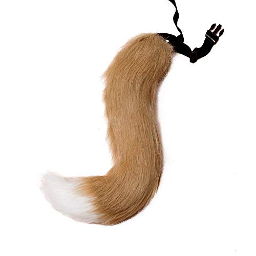 Fuchsschwanz, Tierschwanz Kunstfell Wolfsschwanz Kostüm Schwanz Halloween Kunstpelz Cosplay Einstellbare pelzigen Fuchsschwanz Kostüm für Kinder, Mädchen, Party, Faschingskostüm(50cm) von Miuboee