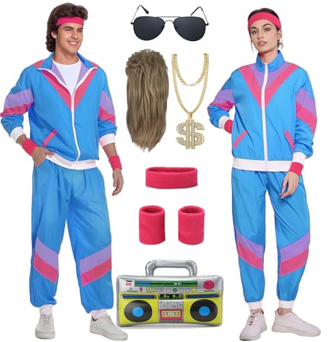 Miulruma 80er Jahre Kostüm Herren Damen 80er 90er Jahre Outfit mit 80er Jahre Gürteltasche 80er Accessoire Retro Stil Mottoparty Kostüm Trainingsanzug Anzug Kleidung Blau A039L Miulruma 80er Jahre Kostüm Herren Damen 80er 90er Jahre Outfit mit 80er Jahre Gürteltasche 80er Accessoire Retro Stil Mottoparty Kostüm Trainingsanzug Anzug Kleidung Blau A039L von Miulruma