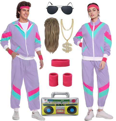 Miulruma 80er Jahre Kostüm Herren Damen 80er 90er Jahre Outfit mit 80er Jahre Gürteltasche 80er Accessoire Retro Stil Mottoparty Kostüm Trainingsanzug Anzug Kleidung Lila A043L Miulruma 80er Jahre Kostüm Herren Damen 80er 90er Jahre Outfit mit 80er Jahre Gürteltasche 80er Accessoire Retro Stil Mottoparty Kostüm Trainingsanzug Anzug Kleidung Lila A043L von Miulruma
