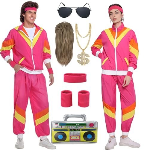 Miulruma 80er Jahre Kostüm Herren Damen 80er 90er Jahre Outfit mit 80er Jahre Gürteltasche 80er Accessoire Retro Stil Mottoparty Kostüm Trainingsanzug Anzug Kleidung Rot A042XXL Miulruma 80er Jahre Kostüm Herren Damen 80er 90er Jahre Outfit mit 80er Jahre Gürteltasche 80er Accessoire Retro Stil Mottoparty Kostüm Trainingsanzug Anzug Kleidung Rot A042XXL von Miulruma