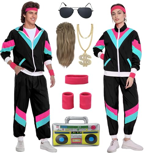 Miulruma 80er Jahre Kostüm Herren Damen 80er 90er Jahre Outfit mit 80er Jahre Gürteltasche 80er Accessoire Retro Stil Mottoparty Kostüm Trainingsanzug Anzug Kleidung Schwarz A041XL Miulruma 80er Jahre Kostüm Herren Damen 80er 90er Jahre Outfit mit 80er Jahre Gürteltasche 80er Accessoire Retro Stil Mottoparty Kostüm Trainingsanzug Anzug Kleidung Schwarz A041XL von Miulruma