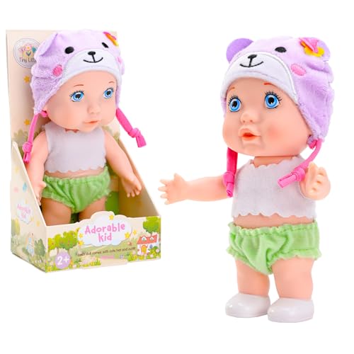 Babypuppe 15 cm groß Sammlerpuppe Minipüppchen mit Tierbekleidung 6 Inch Mini Puppe Puppenspielzeug für Kinder ab 3 Jahren (Bär) von Miunana