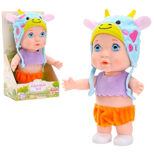 Babypuppe 15 cm groß Sammlerpuppe Minipüppchen mit Tierbekleidung 6 Inch Mini Puppe Puppenspielzeug für Kinder ab 3 Jahren (Rind) von Miunana